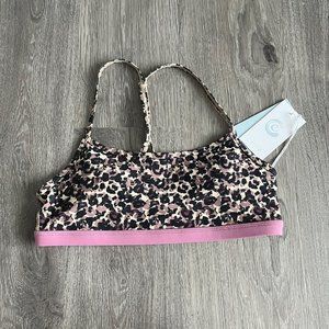 Johnny Was Calme Endurance Cross Back II Cream Black Purple Sports Bra Medium M